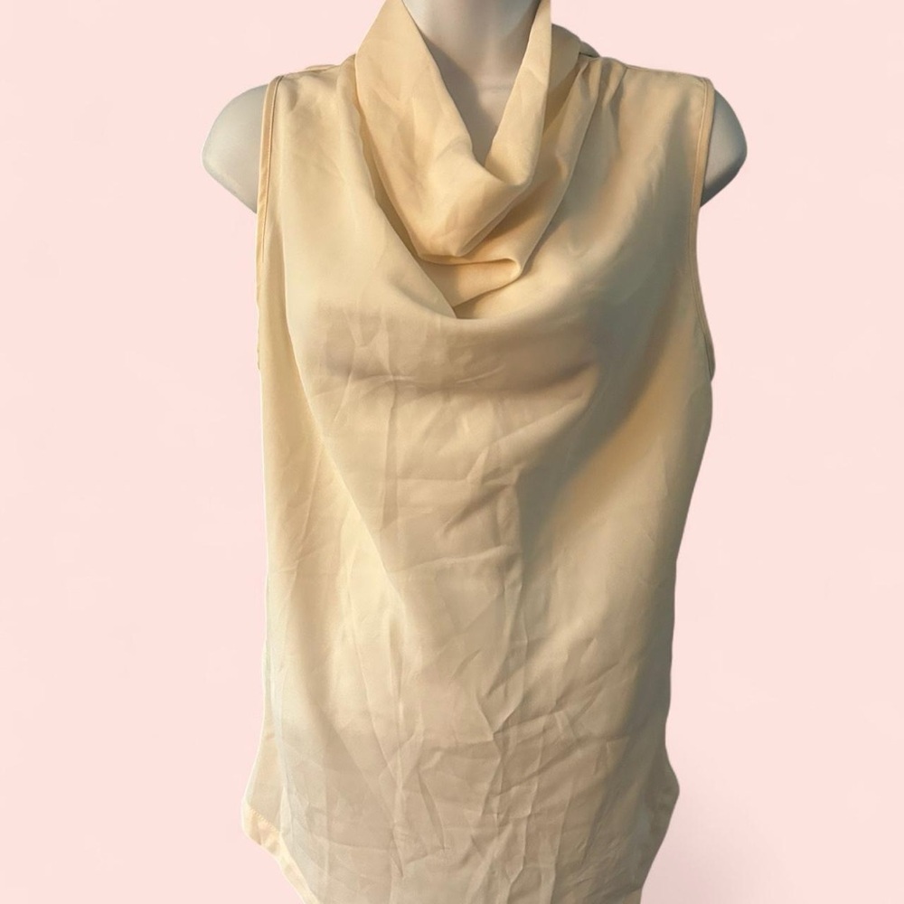 Sleeveless Cowl Neck Blouse in Pale Yellow